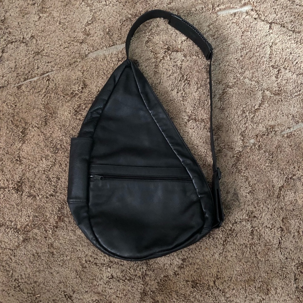 Black leather crossbody bag